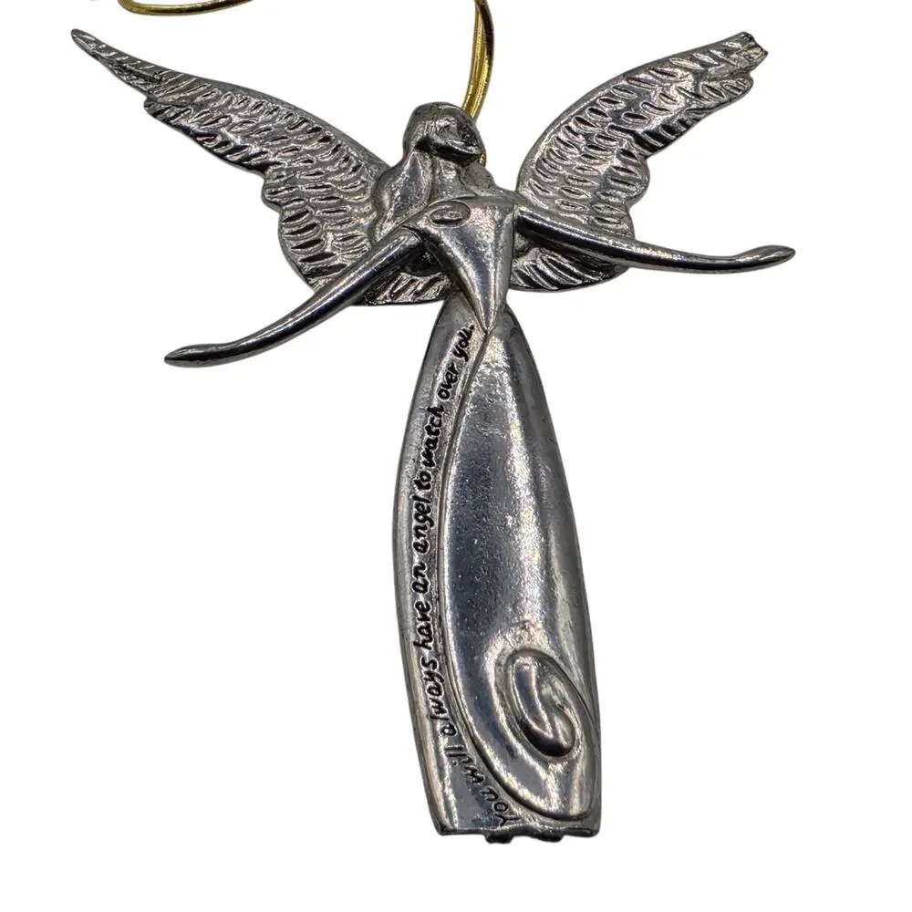 Midwest of Cannon Falls Pewter Serenity Angel Christmas Ornament 1990s Vintage